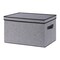 Fabric Storage boxes,Storage Baskets for Shelves with Lids, Fabric Storage Bins with Handles, Decorative Linen Closet Organizers Boxes,Small, Gray